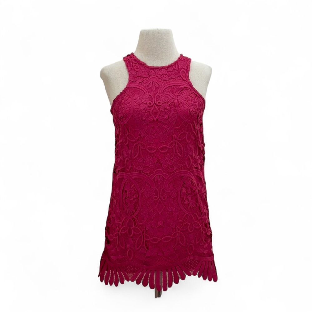 Lovers and Friends Caspian Lace Floral Shift Mini Dress in Fuchsia Size XSmall